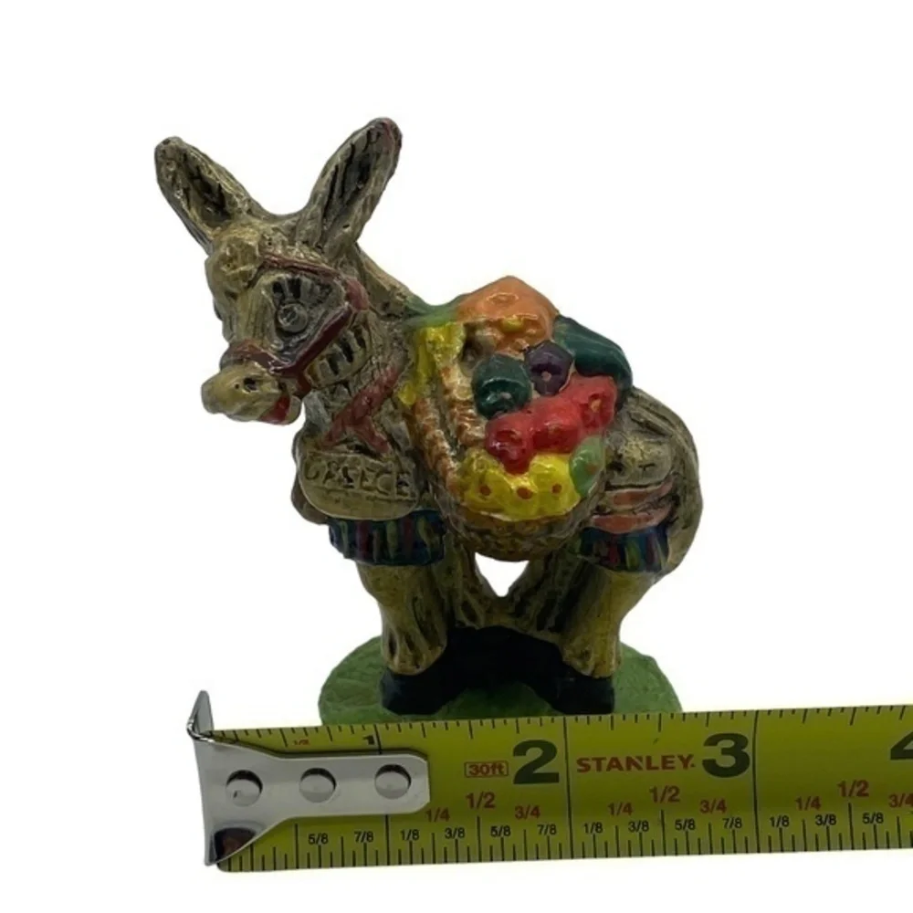 Vintage Greek Donkey Carrying Fruit Ceramic Figurine